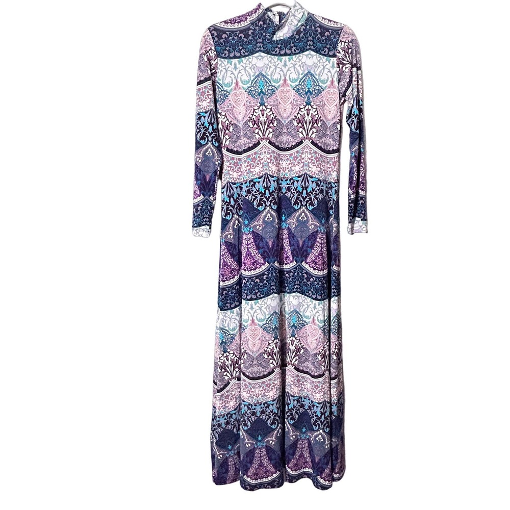 New York and Company The Bohemian Ornate Print Maxi Dress Blue Lyrics Small - Picture 5 of 16